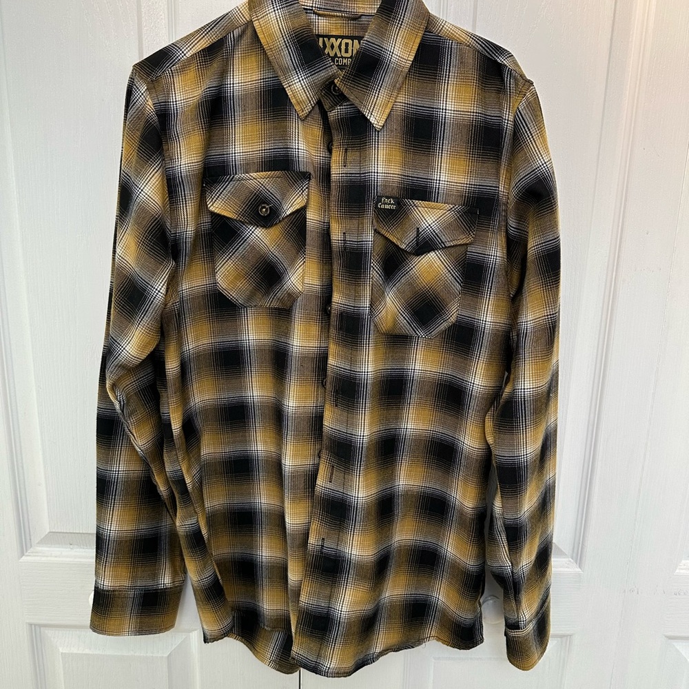Plaid Flannel Shirt - Black and Yellow